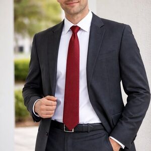 Countess Mara Red Silk Tie Mens 56"x 3 Geometric Pattern Classic Necktie